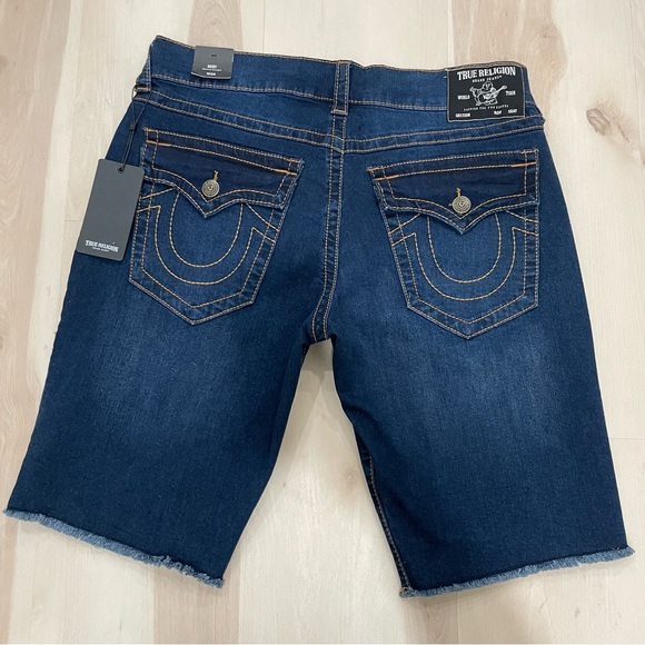 True Religion Other - NWT True Religion Mens 34 Jean Shorts Ricky Relaxed Straight Flap Big T Dark Raw